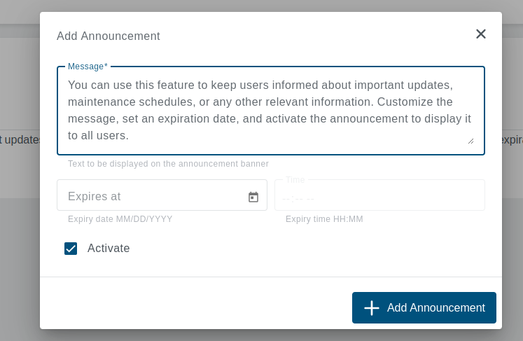 Add Announcement